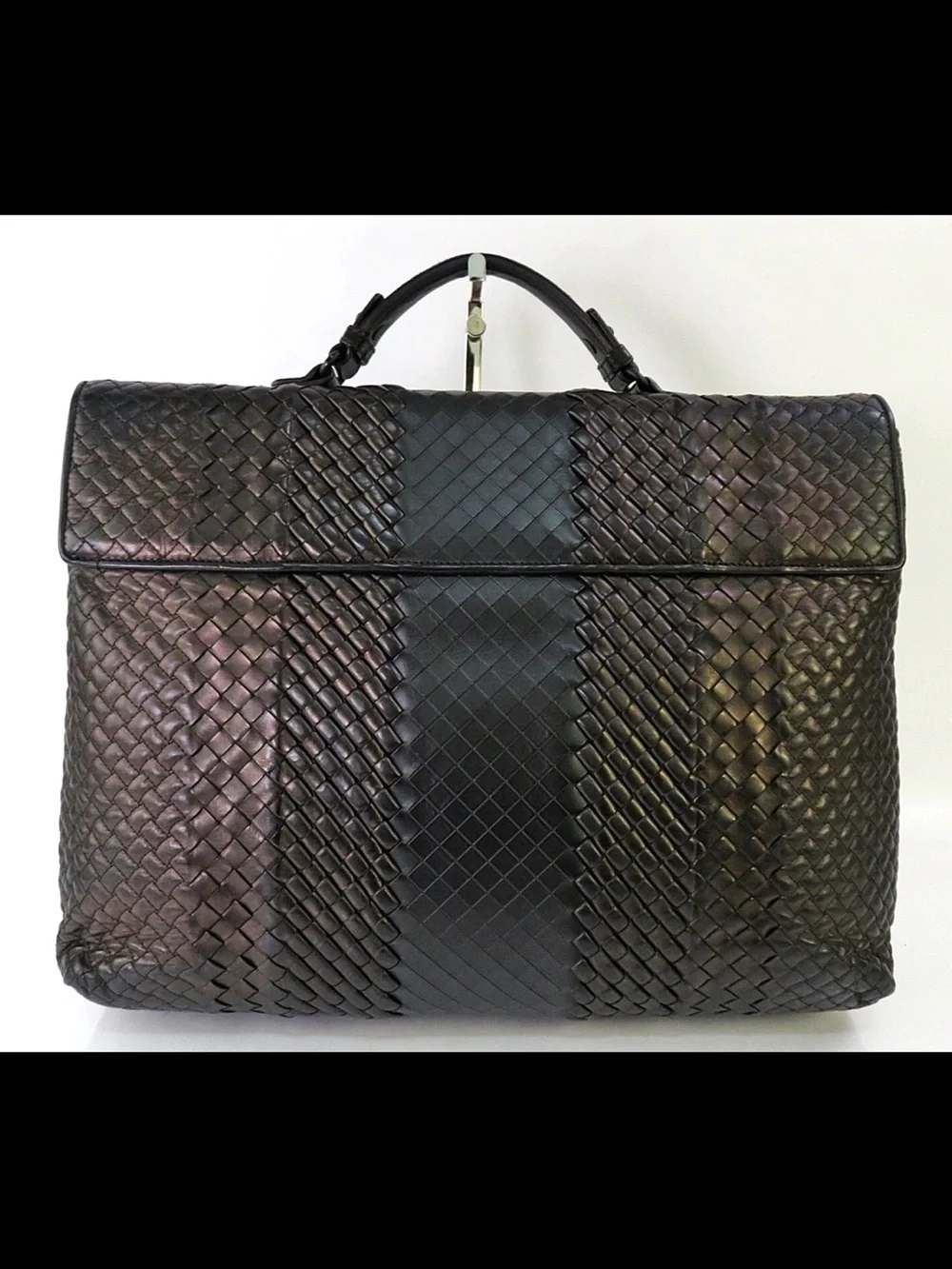 Bottega Veneta Dark Brown Intrecciato Leather Briefcase